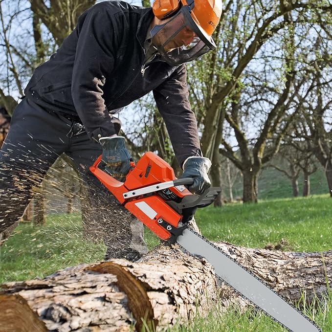 71CC 2-Stroke Gas Powered Chainsaw 28 Inch Handheld Cordless Petrol Chain Saw for Tree Wood Cutting Ranch and Farm Work