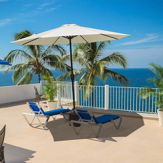 Simple Deluxe Patio Umbrella Outdoor, UV Protection Sunshade with Push Button Tilt/Crank and 8 Sturdy Ribs, for Table Garden Lawn Beach Pool