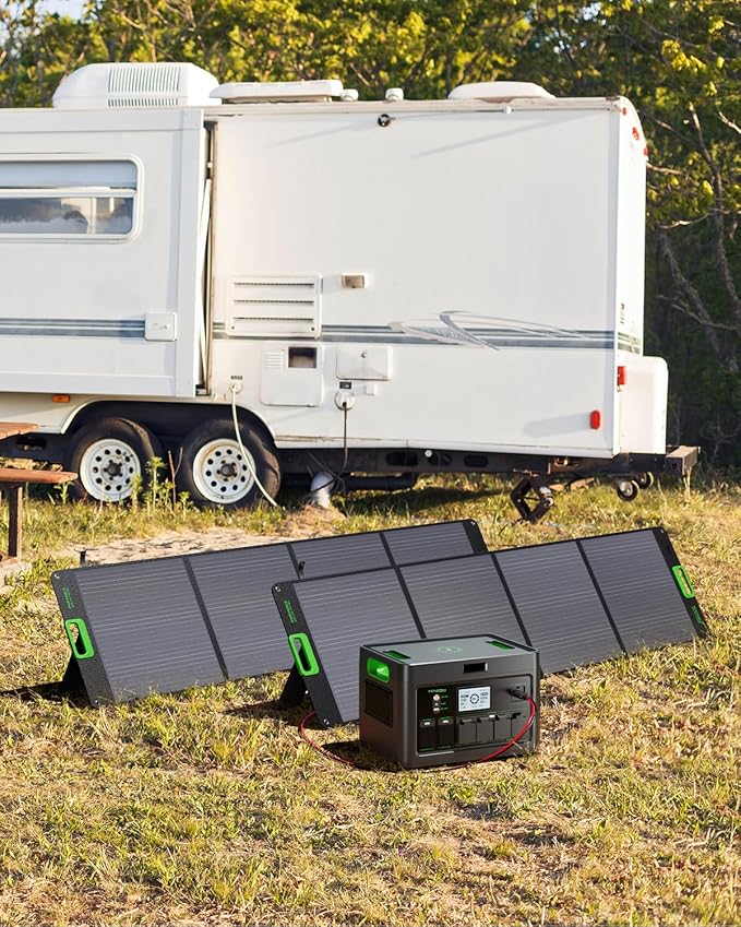 2400W Portable Power Station 1843.2Wh Outdoor Solar Generator with 4 AC Outlets, Fast Charging Emergency Power Backup Battery UPS for Home Outage RV/Van Road Trip Camping