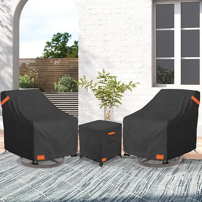 Waterproof Outdoor Ottoman Cover Square,600D Heavy Duty Patio Small Side Table Cover,Patio Furniture Covers for End Table 32" W x 32" D x 18" H,Black
