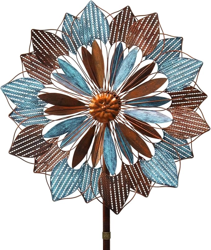 Wind Spinners Outdoor, 84" Large Metal Kinetic Wind Sculptures for Garden, Classic Yard Art with 2 Piece Welcome Flag Decoration