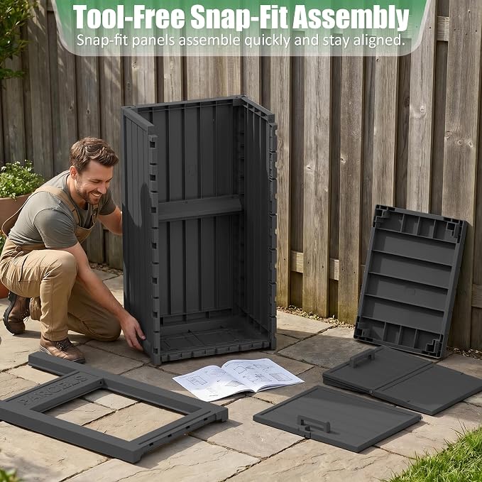 Large Package Delivery Boxes for Outside Waterproof Parcel Drop Storage Box UV Resistant Resin Lockable Secure for Outdoor Porch Patio (Black)