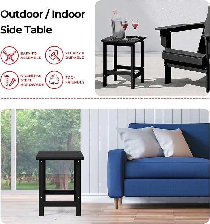 Costaelm Lakeview 5-Piece Adirondack Chair with Folding Ottoman and Table Set, Black