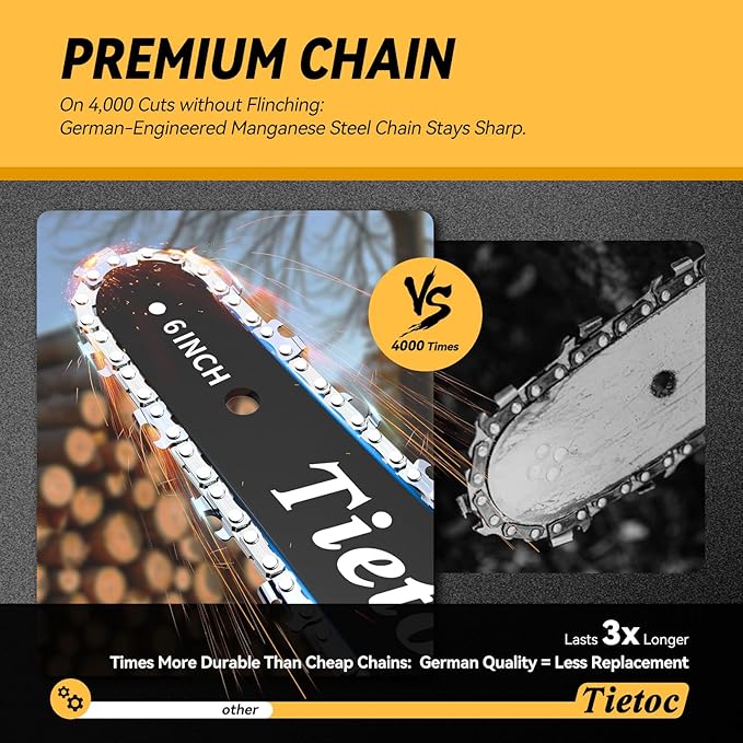 Mini Chainsaw Cordless,6 Inch Portable Electric Chainsaw with 2 Battery 2 Chains,Battery Powered Small Handheld Chain Saw with Automatic Oiler,for Tree Trimming,Cutting Wood,Garden Tool,Gift for Men