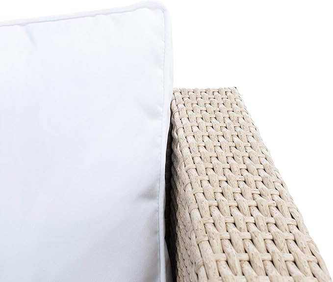 SAFAVIEH Outdoor Collection Presla Wicker Cushion 6-Piece Living Set PAT7715B-3BX, Beige/White