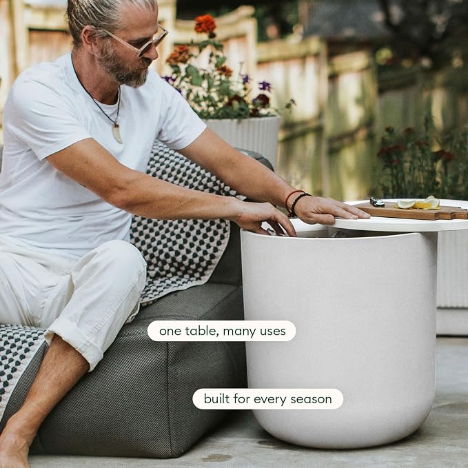 Veradek Kona Cooler Side Table – 2-in-1 Outdoor Patio Side Table w/Cooler | Insulated 40L Capacity | Modern Accent Décor for Hosting, BBQ, Poolside