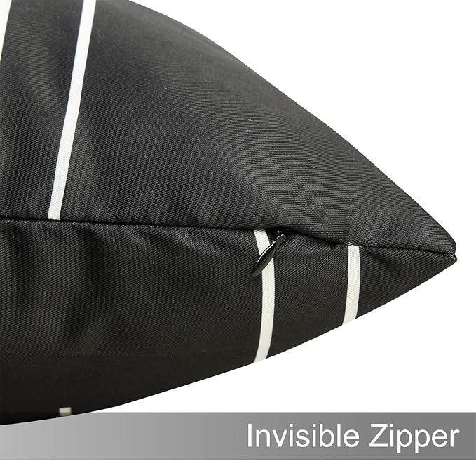 Adabana Set of 4 Outdoor Waterproof Pillow Covers 18x18 Black and White | Modern Geometric Throw Pillows Cover Decorative Boho Pillow Covers for Patio, Garden, Porch