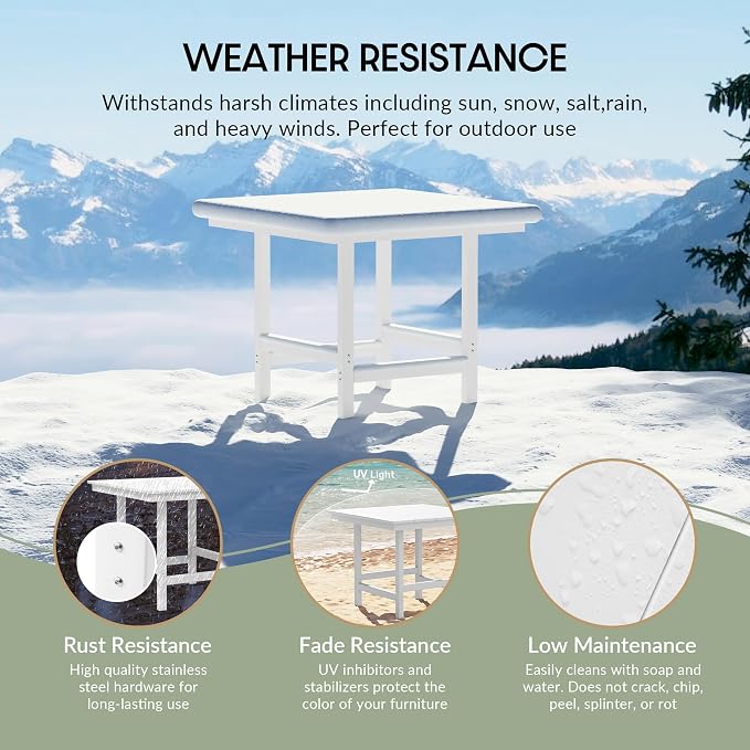 WestinTrends Ashore 5-Piece HDPE Outdoor Square Patio Dining Table Set with Armchairs, White