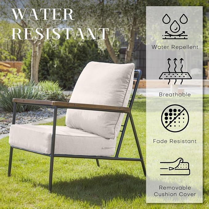 Luxury 24*24*6in Outdoor Patio Cushions, 8 Pieces Beige Outdoor Cushion | 6in Outdoor Patio Cushions, Water-Resistant, Reversible, Removable Cover, for Patio Chairs Sofa Couch Loveseat