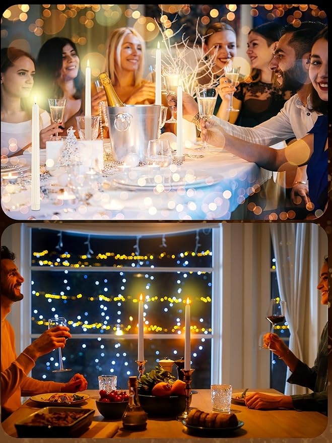 Treela 72 Pcs Flameless LED Taper Candles Battery Operated Candles Bulk 11 Inch Flickering Fake Candlesticks with Warm Light for Valentines Day Church Wedding Party Battery Not Included(Fluted,Ivory)