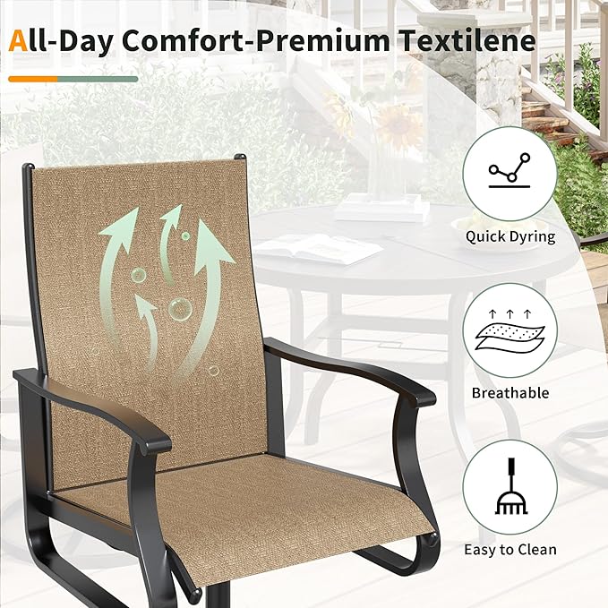 UDPATIO 7 Piece Outdoor Patio Table and Chairs Set with 51" Round Table & 6 Outdoor Swivel Rocker Chairs with High Back & Metal Frame, Patio Table with Chairs, Outdoor Patio Dining Set for Lawn