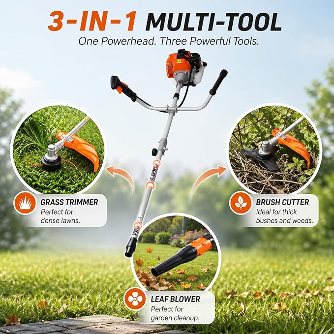 52cc Gas Weed Eater - Heavy Duty Weed Wacker Gas Powered & Brush Cutter 3-in-1-18" Gas String Trimmer for Lawn Care - (3 in 1)