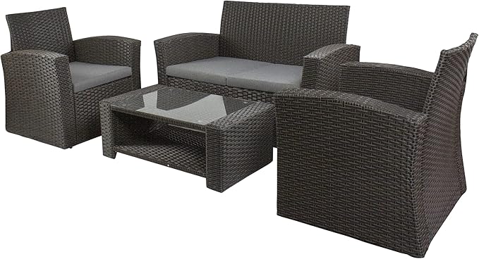 4-Piece Georgetown Resin Wicker Outdoor Patio Conversation Set with Cushions