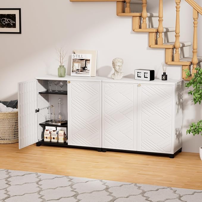 Mrosaa Outdoor/Indoor Storage Box,Resin and Plastic Storage Cabinet Waterproof,Outdoor Cabinet for Patio/Garden/Balcony/Backyard/All Room(with 3 Shelves)-White