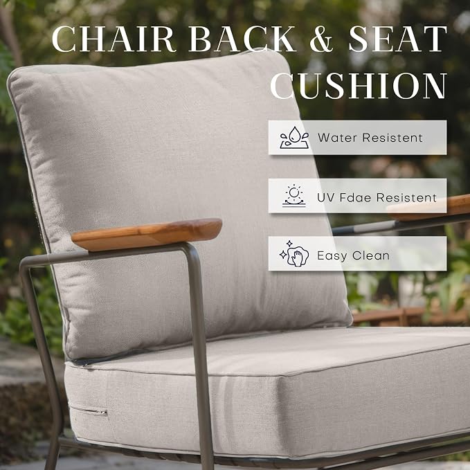 Luxury 24*24*6in Outdoor Patio Cushions, 8 Pieces Beige Outdoor Cushion | 6in Outdoor Patio Cushions, Water-Resistant, Reversible, Removable Cover, for Patio Chairs Sofa Couch Loveseat