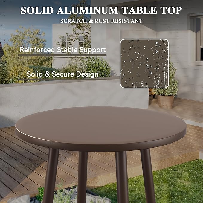 3-Piece Aluminum Patio Furniture Set, Spacious Deep Seating Chairs with 6-Inch Thick Cushions and Coffee Table, All-Weather Rust-Resistant Outdoor Seating for Backyard, Deck, Porch, Balcony