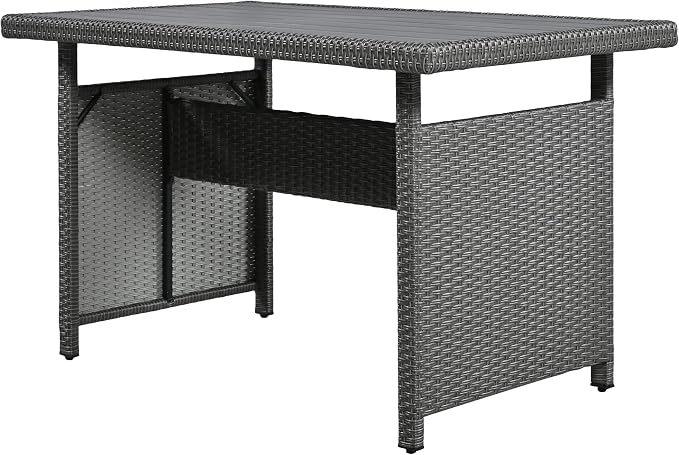 GDFStudio Brava Patio 5-Piece Conversation Set, Outdoor Rattan Sectional Sofa Set with Extendable Side Tables, Dining Table and Bench, L Shaped PE Wicker Furniture Set for Garden, Poolside, Grey