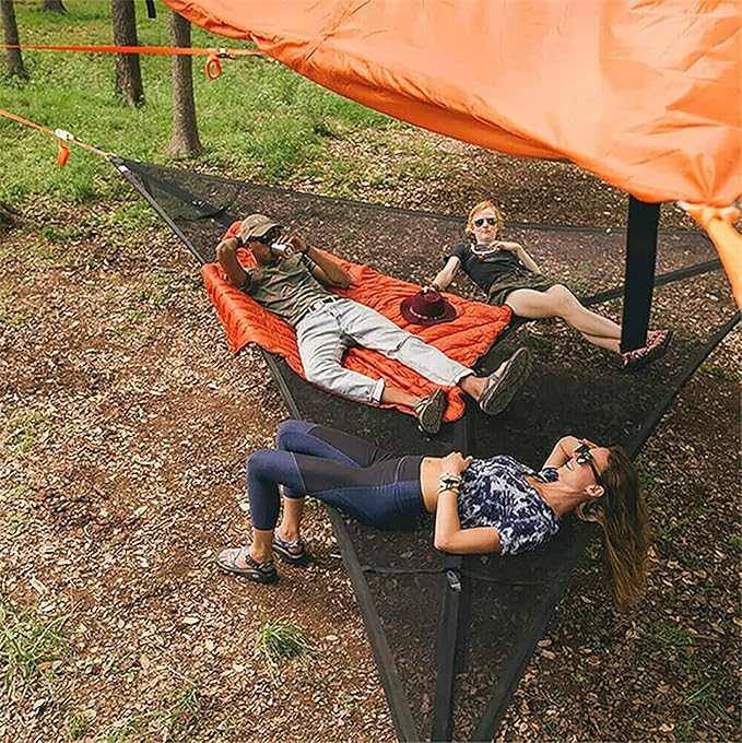 DqsWko Triangle Hammock, 2-3 Person, Black, Canvas, 110 in, 300 lbs Max Weight, For Travel, Backyard, Garden, Camping