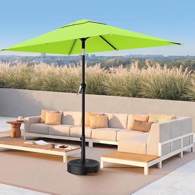 AreShark 6.5' x 10' Rectangular Patio Umbrellas for Outdoor, Outdoor Table Umbrella, Large Outdoor Patio Umbrellas with 6 Sturdy Ribs for Pool, Garden, Deck & Market (Apple Green)