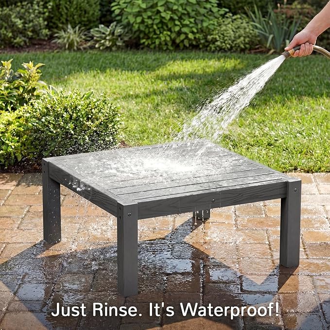 Stoog All-Weather Patio Side Table for Outdoor Sectional Sofas – Modular Connector Table for L/U Shaped Sets, Grey