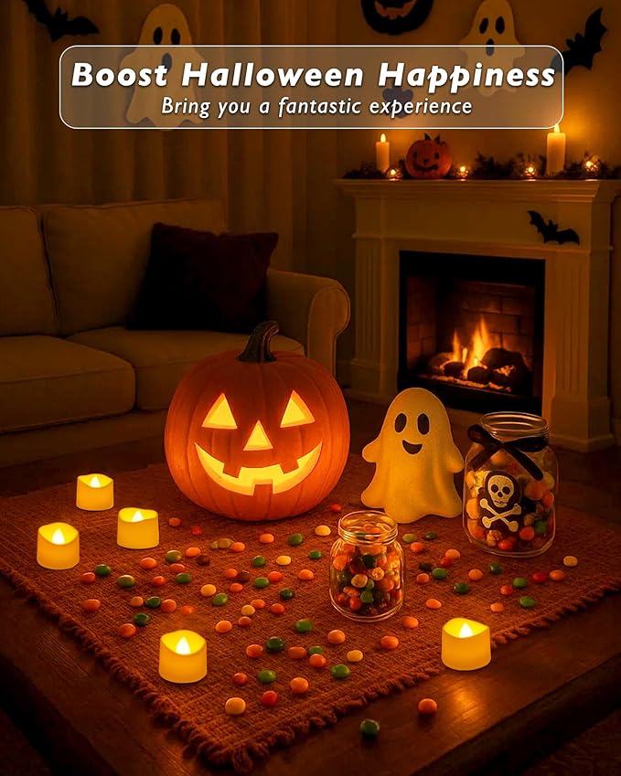 Raycare White 24 Pack Battery Operated Tea Lights, 200+Hour Electric Flickering Flameless Candles, Realistic Votive LED Tea Lights for Wedding Party Table Thanksgiving Christmas Decorations