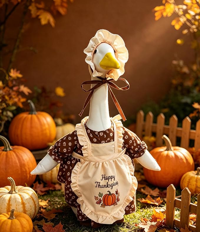 Halloween Porch Goose Outfit 23 Inch Porch Goose Clothes for Holiday | Pumpkin Dress Cape Witch Hat, Thanksgiving Goose Outfit, Christmas Goose Clothes, Holiday Costume for Lawn Geese Status