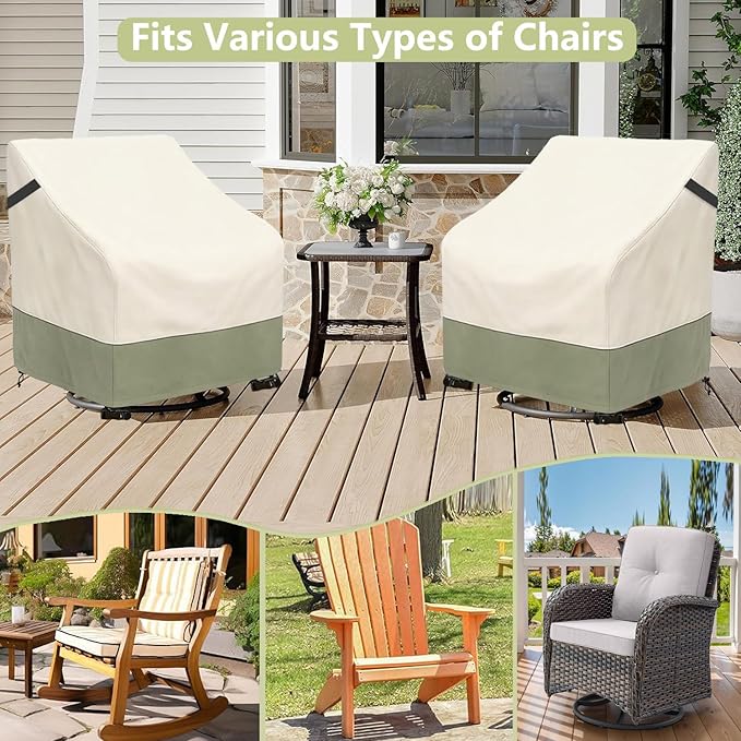 Outdoor Swivel Chair Cover 2 Pack,600D Heavy Duty 100% Waterproof Outdoor Chair Covers,Patio Furniture Covers for Swivel Patio Chairs,35" W x 37" D x 36" H,Beige