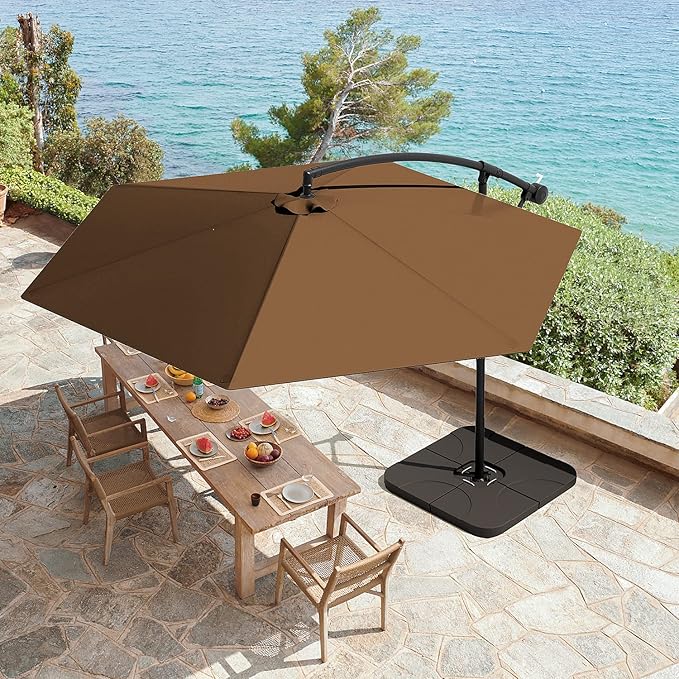 Greesum 9FT Patio Umbrella, Outdoor Table Umbrella with Push Button Tilt, Crank and 8 Sturdy Ribs for Garden, Lawn, Backyard & Pool