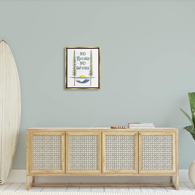 Stupell Industries No Hurries Worries Hammock Scene Floating Framed Wall Art, Design by Deb Strain