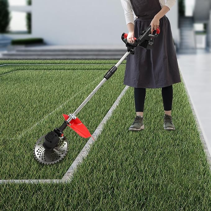 21V Cordless Weed Eater - 4-in-1 Electric String Trimmer/Edger/Brush Cutter, 30000mAh Battery Powered with 2 Li-Ion Batteries & Charger, for Lawn/Yard/Garden (Lightweight)