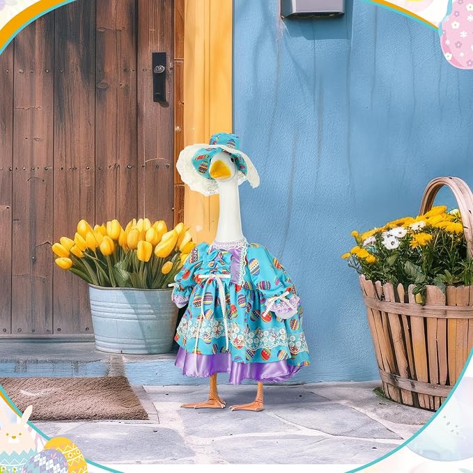 Suzile Easter Egg Goose Outfit Clothes for 23 High Cement for Plastic Lawn Clothing Porch Goose Clothes Lawn Garden Costume