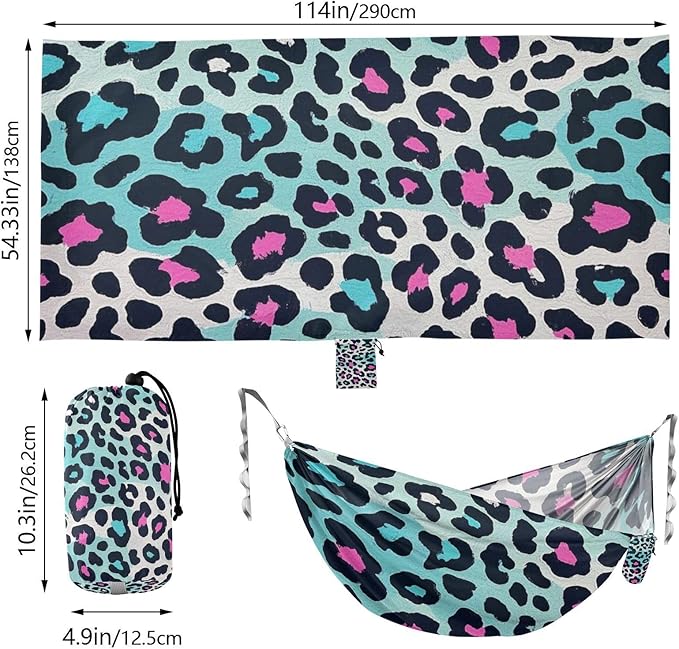 Cheetah Fur Skin Colorful 330lb Capacity Hammocks with Hanging Rope Rope Hammock for Outside Beach Patio Garden Base de hamaca para adultos