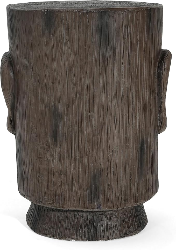 Merax 20" H Outdoor Side Table, Easter Island Moai Statue Pedestal End Table Stool for Home Patio Deck Sunroom Garden Balcony Yard Lawn, Light Grey