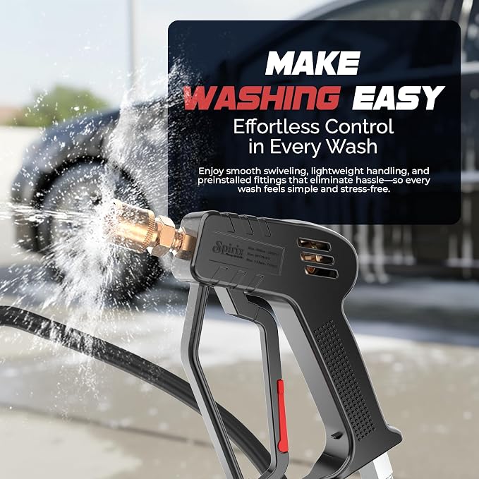 Pressure Washer Gun - 4000 PSI Short Power Washer Gun with 360° Swivel, 3/8" Quick Connect, Heavy Duty Spray Handle for Foam Cannon Car Wash Detailing (Pressure Washer Gun)