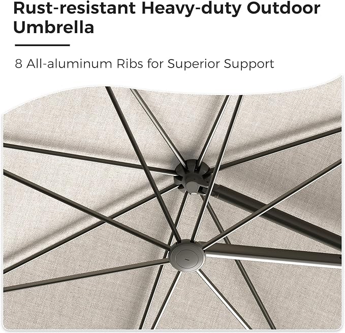 Grand patio 10x10 FT Large Patio Umbrella with Base, Double-Sided Outdoor Cantilever Aluminum Umbrella, Offset Umbrella with Cover for Commercial Use, Poolside, Deck, Backyard, Black