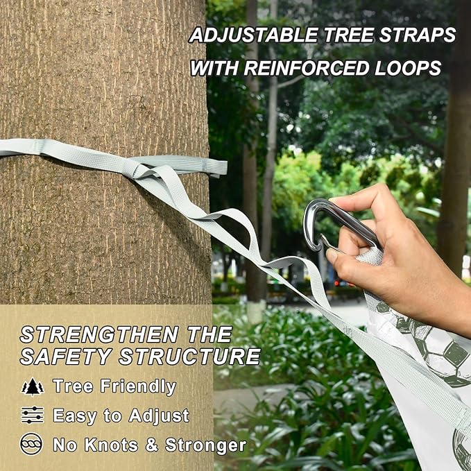 Camping Hammock Outdoor Hammocks for Outside Football Green Beach Trees Portable Lightweight with Pockets Tree Straps Indoor