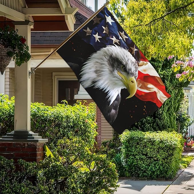 Bald Eagle American Flag Memorial Day 4th of July Flags for Outside 3x5 Double Sided Veterans Day 911 Flag Outdoor House Yard Decorations Banner