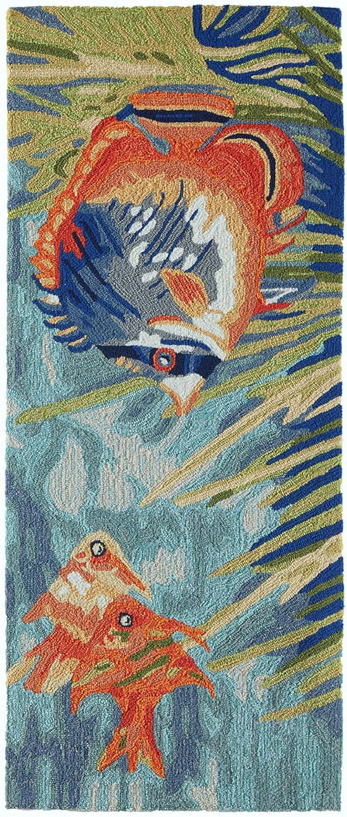 Liora Manne Ravella Indoor/Outdoor Durable Hand-Tufted UV Stabilized Rug- Tropical Fish Ocean 2' x 5'