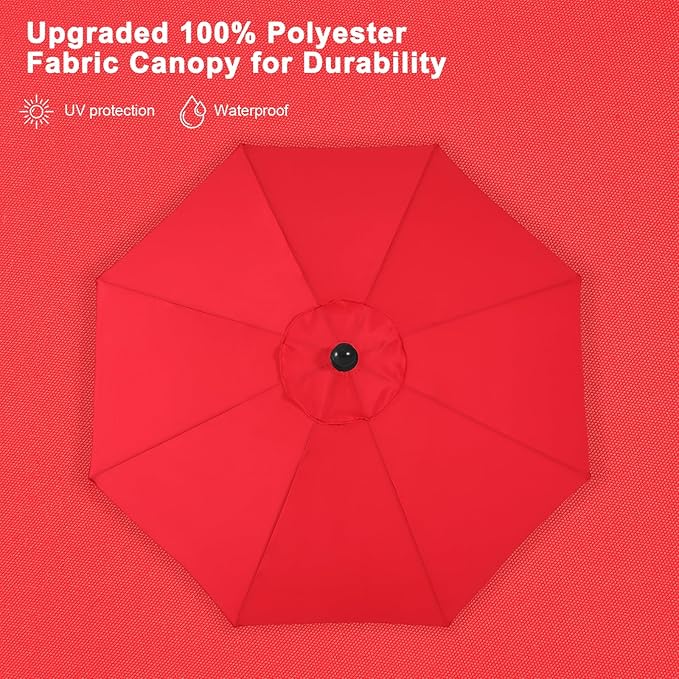 ABCCANOPY 7.5FT OutdoorPatio Umbrella, UV Protection Table Umbrella w/Crank for Easy Set Up, Suitable for Garden, Lawn, Deck & Backyard (Red)