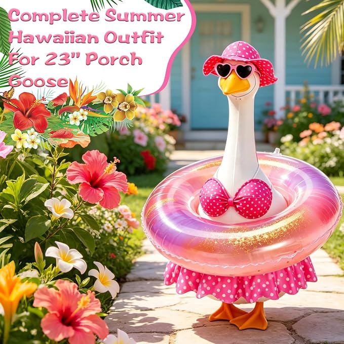 Porch Goose Summer Outfit,Hsummer Porch Goose Outfit,Porch Goose Bikini,Summer Garden Lawn Patio Yard Outdoor Decor (Pink)