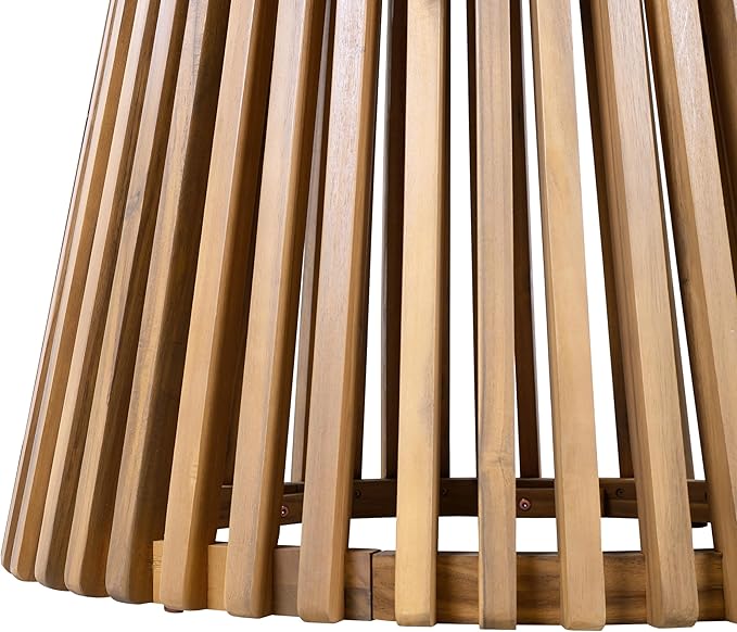 Merax 5 Pieces Patio Dining Sets for 4 People, Outdoor Acacia Wood Furniture Sets, 47.25" Large Round Table & Slatted Dining Chairs for Garden Patio Deck, Teak Look & White Rope