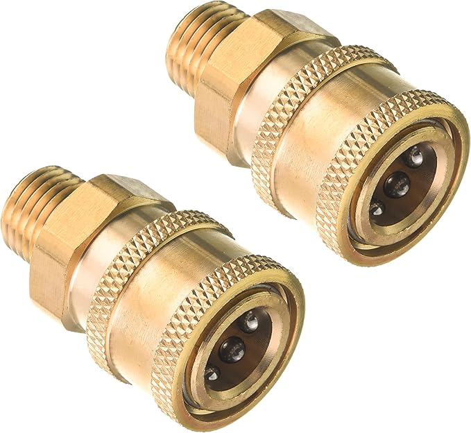 RIDGE WASHER Pressure Washer Couplers, 1/4'' Quick Connect, 2 Pack | Brass, Male NPT Thread, 5000 PSI