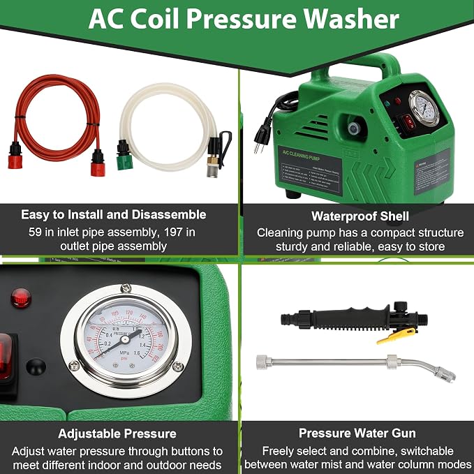 ZPB140 Port A Blaster HVAC Coil Cleaning, Portable HVAC Pressure Washer | AC Coil Pressure Washer 120V/80W Suitable for Indoor and Outdoor, Flow Rate 4L/min, 0.7-1.0MPa