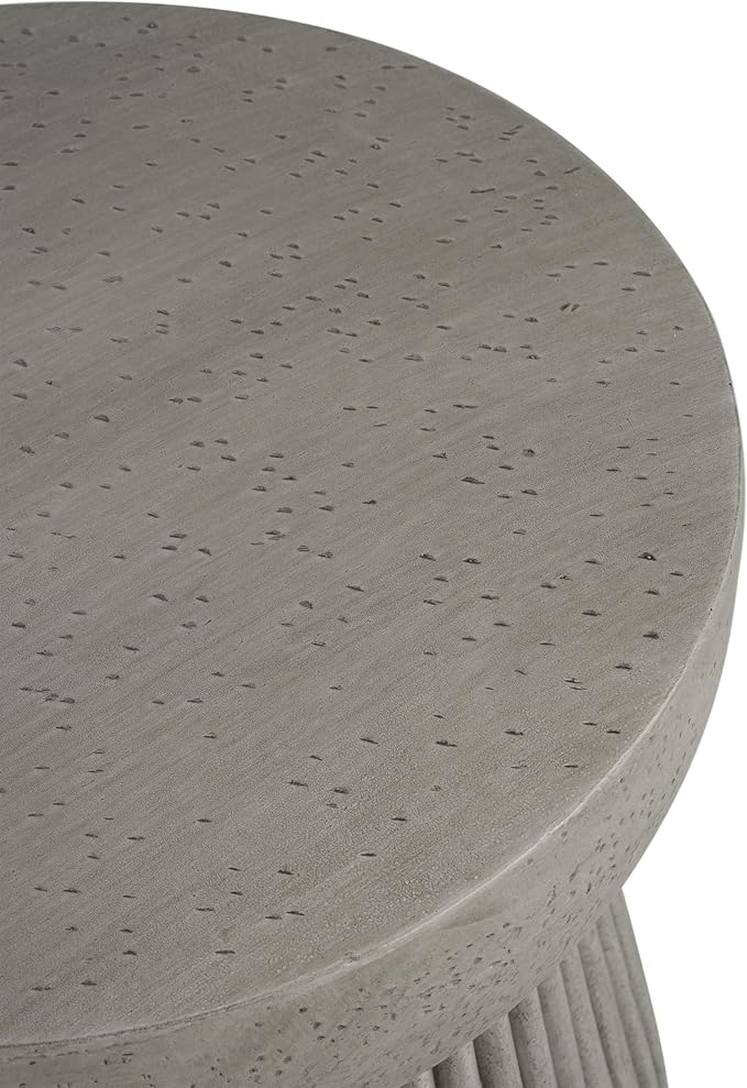 Outdoor Side Table Concrete End Table Faux Stone Side Tables Small Coffee Tables for Indoor Outdoor, Garden Stool Plant Stand for Porch, Backyard Patio,15"*15"*16.75"Dark Grey