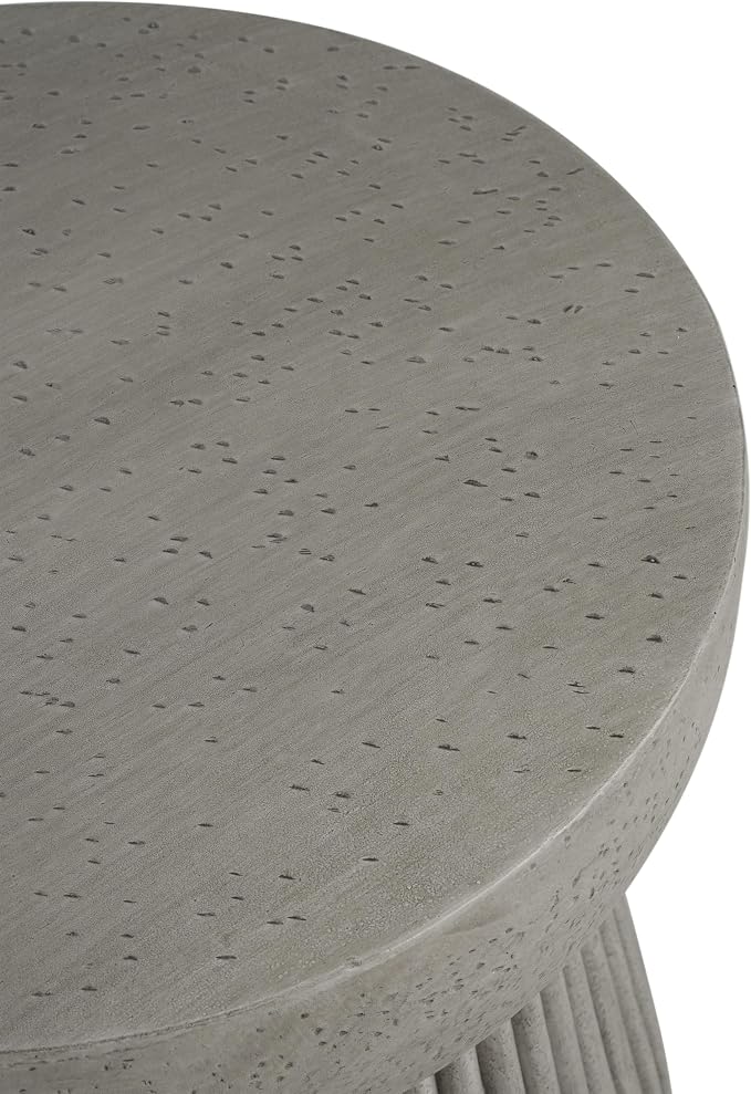 Christopher Knight Home Jaym 16.75" H Indoor Outdoor Accent Side Table, Patio Decorative End Table, Hourglass-Shaped Lightweight Concrete Garden Stool for Patio Balcony & Garden Decor, Light Gray