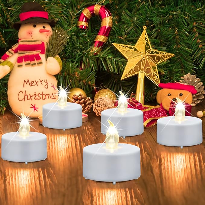 Nancia LED Tea Lights Candles- 24PACK Flameless Candles Realistic and Bright Flickering Long Lasting 200Hours for Holiday Celebration,Home Decoration Warm White