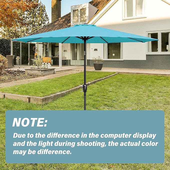 Simple Deluxe 2 Pack 9' Patio Umbrella Replacement Canopy Only Outdoor Table Market Yard Umbrella Replacement Top Cover with 8 Ribs, Turquoise