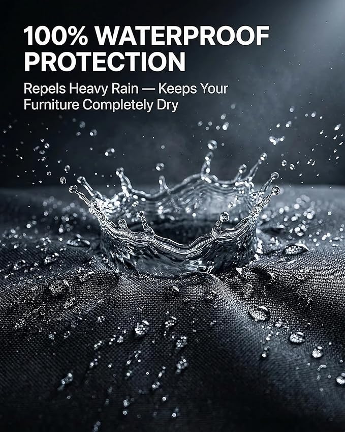 Round Outdoor Patio Furniture Cover, Heavy Duty 600D Waterproof Cover for Table & Chair Set or Sofa Set Covers, Windproof,UV Resistant, All-Season for Backyard,Deck,Garden,62" L x 62" W x 28" H,Black