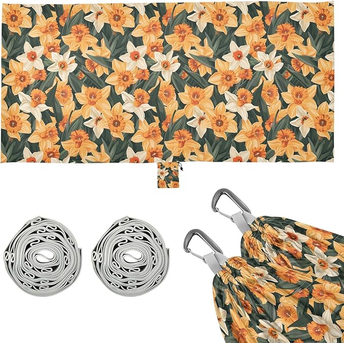 Camping Hammock Outdoor Hammocks for Outside Daffodil Flowers Orange Beach Trees Portable Lightweight with Pockets Tree Straps Indoor Small