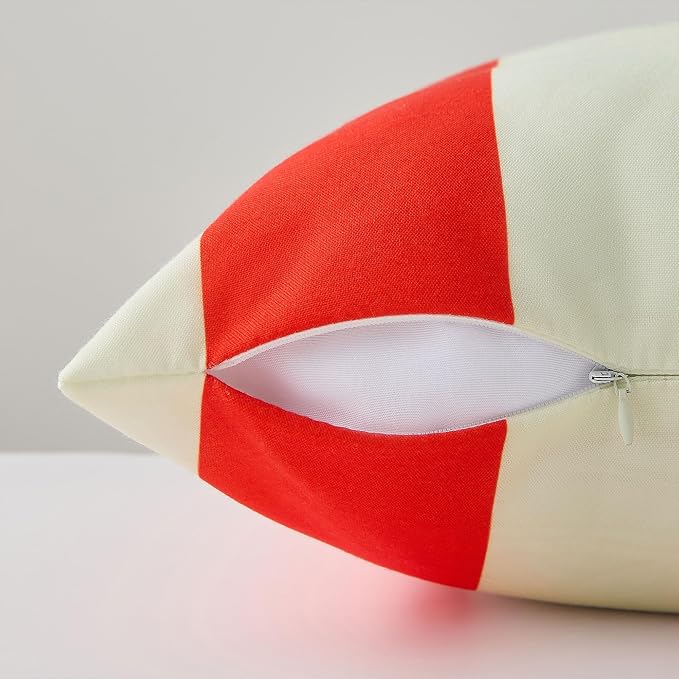 Allorry Outdoor Pillow Covers 12x20 Orange Red Striped Outdoor Decor 007G12 | Striped Pillow Covers|for Spring Summer Outdoor Waterproof Garden Patio Furniture Sofa Bed Home Decor